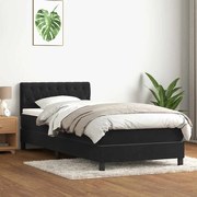 vidaXL Cama box spring com colchão 90x210 cm veludo preto