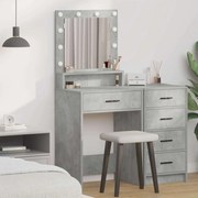 Mesa de Maquilhagem vidaXL com Luzes LED Cinza Concreto 50x41x135 cm