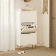 Sapateira Estreita Sapateira para Entrada com Prateleiras Ajustáveis para 18 Pares de Sapatos 60x24x128 cm Branco