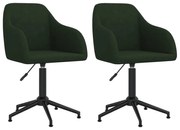 Cadeiras de jantar giratórias 2 pcs veludo verde-escuro