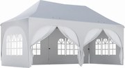 Outsunny Tenda Dobrável 6x3 m Pop-up com 4 Painéis Removíveis Altura Ajustável e Bolsa de Transporte Branco | Aosom Portugal