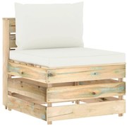 vidaXL Sofá de centro seccional c/ almofadões madeira impreg. verde