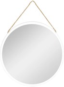 HOMCOM Espelho Decorativo Parede 30x30cm Redondo Metal Corda Canhâmo Estilo Moderno Elegante Branco | Aosom Portugal