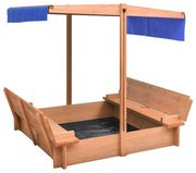 vidaXL Caixa de areia com teto 112x112x112 cm madeira de abeto
