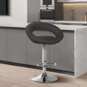 Conjunto de 2 bancos de bar Olinda em tecido e com estrutura cromada 52 x 77-97 x 47 cm Cinzento escuro