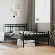vidaXL Estrutura de cama com cabeceira e pés 120x190 cm metal preto