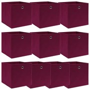 vidaXL Caixas de arrumação 10 pcs 32x32x32 cm tecido vermelho escuro