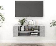 vidaXL Armário de parede para TV derivados de madeira cinza cimento