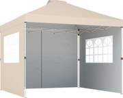 Outsunny Toldo de jardim pop up tenda dobrável altura ajustável 3 cortinas laterais sacos de areia mala de transporte 3 x 3 m creme | Aosom Portugal
