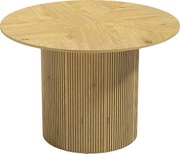 HOMCOM Mesa de Jantar Redonda Moderna para 4-6 Pessoas, Mesa de Cozinha de 110 cm com Base Cilíndrica Canelada, Carvalho | Aosom Portugal