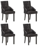 vidaXL Cadeiras de jantar 4 pcs couro de cabra genuíno preto