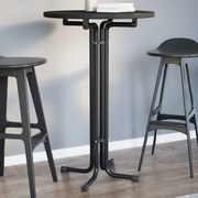 vidaXL Mesa de bar Ø70x110 cm derivados de madeira e aço preto