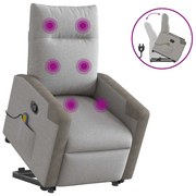 vidaXL Poltrona elevatória de massagens tecido cinzento-nublado