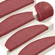 vidaXL Tapetes de escada 15 peças 65x24x4 cm Bordeaux meio redondo grande