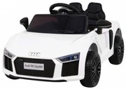 Carro elétrico para Crianças Audi R8 12V Rodas de EVA, Assento Couro Branco