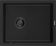 Mexen Pedro lava-loiça de granito 1-cuba 560 x 460 mm, preto, sifão preto - 6508561000-77-B