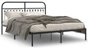 Estrutura de cama em metal com cabeceira 150x200 cm preto