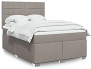 vidaXL Cama com molas/colchão 140x190 cm tecido castanho-acinzentado