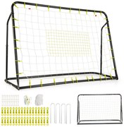 Reboteador de futebol infantil 2 em 1 e gol de futebol com rede de rebote e rede de futebol - branco