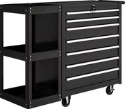 HOMCOM Carrinho de Ferramentas com 7 Gavetas Estante de 3 Níveis Removível Sistema de Fecho Central Asa 2 Rodas com Travão Preto | Aosom Portugal