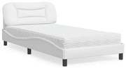 Cama com colchão 100x200 cm couro artificial branco