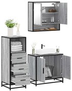 vidaXL 3 pcs Conjunto móveis casa de banho madeira proc. cinza sonoma