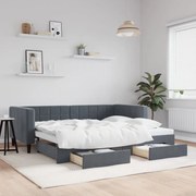 vidaXL Sofá-cama c/ gavetão e gavetas 90x200 cm veludo cinzento-escuro