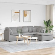 vidaXL Sofá modular com pufes e almofadas tecido cinzento nublado