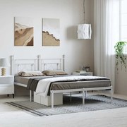 vidaXL Estrutura de cama com cabeceira 193x203 cm metal branco