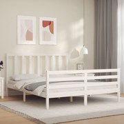 Estrutura de cama com cabeceira 160x200 cm madeira maciça