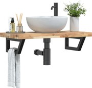 vidaXL Prateleira de parede p/ lavatório aço/madeira de acácia maciça