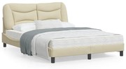 Estrutura de cama c/ cabeceira 140x200 cm tecido cor creme