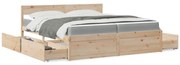 vidaXL Cama com gavetas e colchão 200x200 cm madeira de pinho maciça