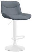 Banco alto em couro sintético com estrutura branca 85-106 x 49 x 51 cm cinzento