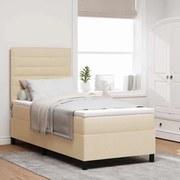 vidaXL Cama Box com colchão com cabeceira Creme 90 x 200 cm tecido