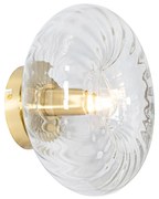 Candeeiro de Parede Inteligente Dourado com Vidro Incl. WiFi P45 - Ayesha