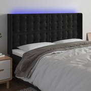 Cabeceira de cama c/ luzes LED veludo 183x16x118/128 cm preto