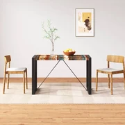 Mesa de jantar castanha clara com preto 70 x 70 cm BRAVO 