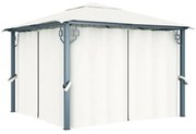 vidaXL Gazebo com cortina 300x300 cm alumínio creme