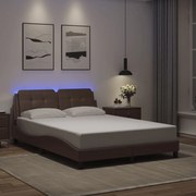 vidaXL Estrutura de cama c/ luzes LED 120x200cm couro artificial cinza