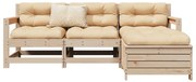 vidaXL 4 pcs conjunto sofás de jardim madeira de pinho maciça