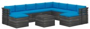 11 pcs conjunto lounge de paletes com almofadões pinho maciço