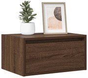 vidaXL Mesa de cabeceira de parede com luzes LED carvalho castanho