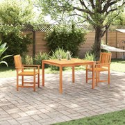 vidaXL Conjunto de Jantar para Jardim 3 pcs Castanho