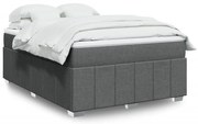 vidaXL Cama com molas/colchão 160x200 cm tecido cinzento-escuro