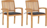 vidaXL Cadeiras de jardim c/ almofadões antracite 2 pcs teca maciça