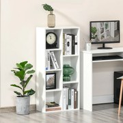 Estante para Livros de Madeira com 7 Compartimentos de Armazenamento para Sala de Estar Dormitório Escritório 50x24x106cm Branco