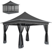 Outsunny Tenda Dobrável 3,5x3,5x3 m com Altura Ajustável 4 Mosquiteiros Proteção UV50+ e Bolsa de Transporte Tenda para Eventos Cinza Escuro