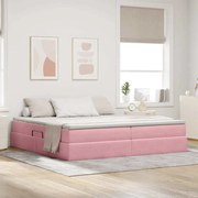 vidaXL Cama com arrumação e colchão Rosa 200 x 200 cm Veludo