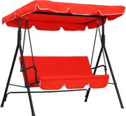 Outsunny Baloiço de Jardim 3 Lugares Teto Inclinação Ajustável Assento e Encosto 1,72x1,1x1,52 m Aço Preto Poliéster Vermelho | Aosom Portugal